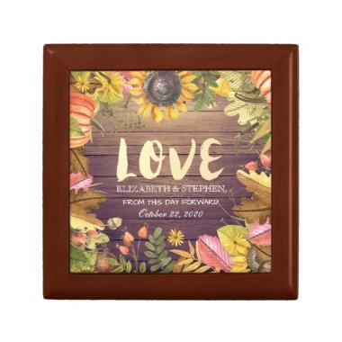Wedding Autumn Maple Leaves Pumpkin Sunflower Wood Gift Box
