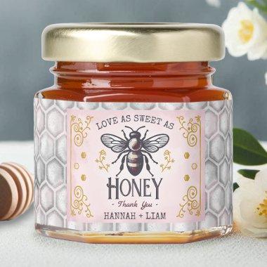 Wedding Bee Love Sweet as Honey Thanks Blush Pink Honey Jar Favors