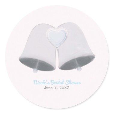 Wedding Bells & Heart Engagement Bridal Shower Classic Round Sticker