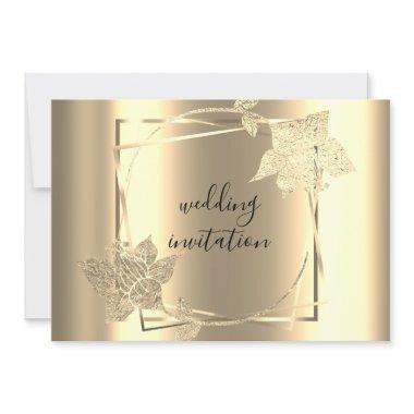 Wedding Black Faux Gold Frame QR Code