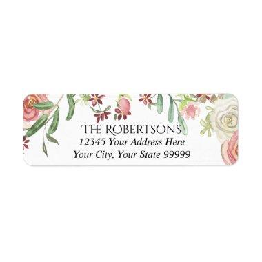 Wedding Blush Ivory Roses Floral | Return Address Label