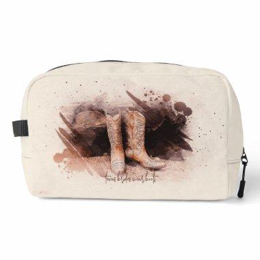 Wedding Boots By the Woodpile Watercolor Dopp Kit