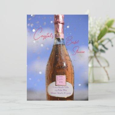 Wedding Bridal Shower Champagne Bottle Invitations