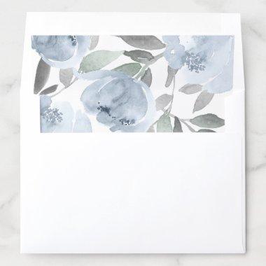 Wedding Bridal Shower Dusty Blue Gray Watercolor Envelope Liner