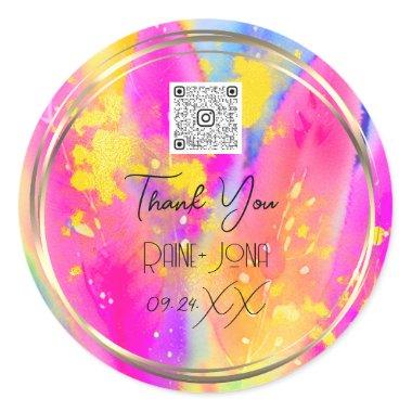 Wedding Bridal Shower Favor Abstract Pink Gold Classic Round Sticker