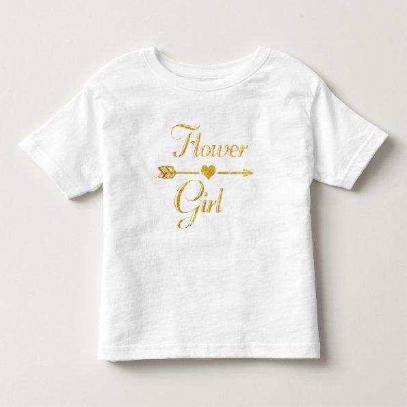 Wedding Bridal Shower Glitter Gold Flower Girl Toddler T-shirt
