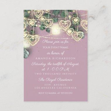 Wedding BRIDAL Shower Smoky Pink Sweet 16th Invitations