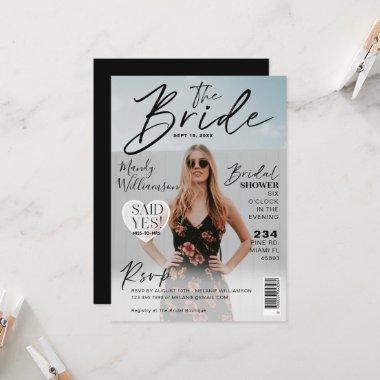 Wedding Bridal Shower Trendy Photo Magazine Cover Invitations