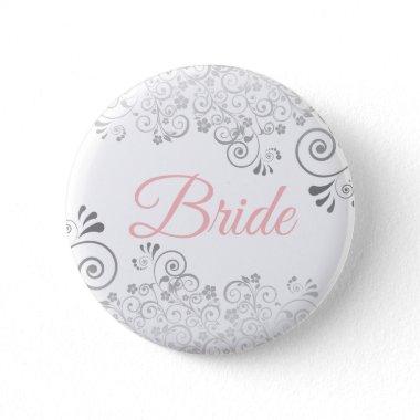 Wedding Bride Button Pink & Gray