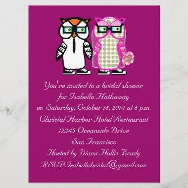 Wedding Bride & Groom Owl Bridal Shower Invitations