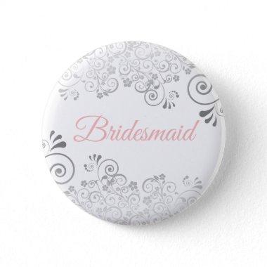 Wedding Bridesmaid Button Pink & Gray