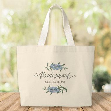 Wedding Bridesmaid Personalized Floral Flowers Large Tote Bag
