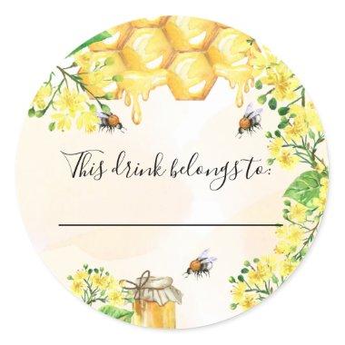 Wedding bumble bees yellow this drink belongs to classic round sticker