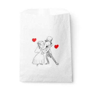 Wedding Cartoon Bride Groom Red Black Just Married Favor Bag