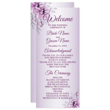 Wedding Ceremony Pink Floral Violet Purple Frame Program