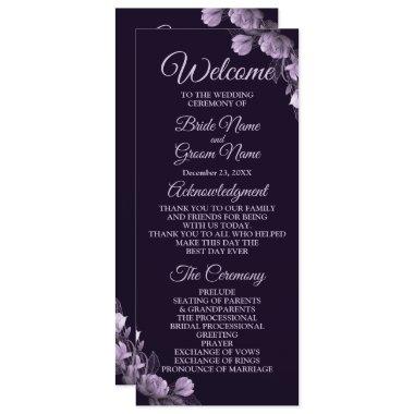 Wedding Ceremony Purple Floral Violet Elegant Program