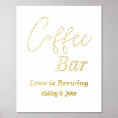 Wedding Coffee Bar Gold White Foil Prints