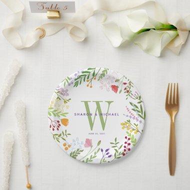 Wedding Colorful Floral Paper Plate