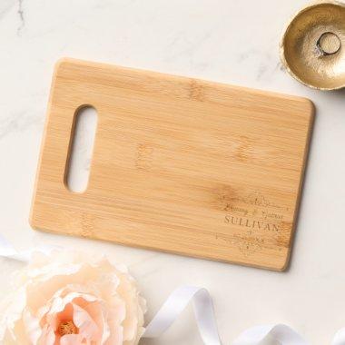 Wedding Couple Border Flourish Custom Name Date Engraved Cutting Board