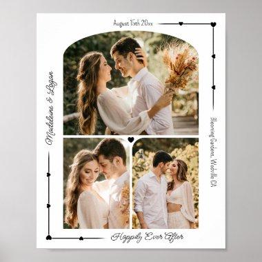 Wedding Couple Custom Photo Collage Modern Hearts Poster