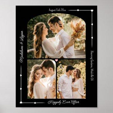 Wedding Couple Modern Hearts Custom Photo Collage Poster