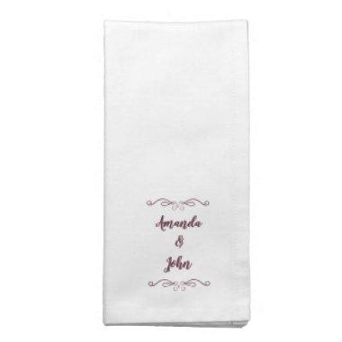 Wedding Couple Monogram Names Modern Burgundy Cloth Napkin