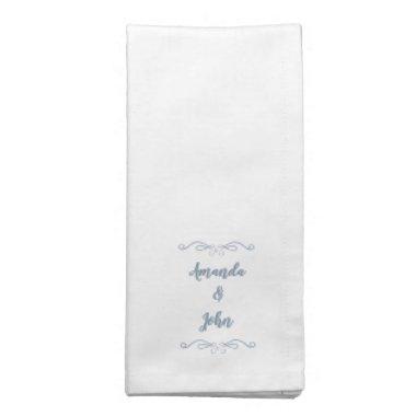 Wedding Couple Monogram Names Modern Dusty Blue Cloth Napkin