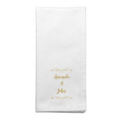 Wedding Couple Monogram Names Modern Gold Dinner Cloth Napkin