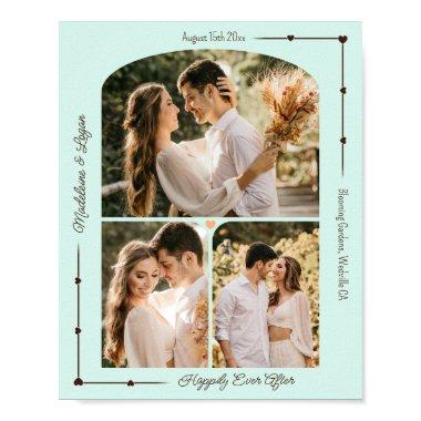 Wedding Custom Photo Collage Modern Mint Hearts Poster