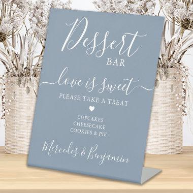 Wedding Dessert Bar Love Sweet Custom Dusty Blue Pedestal Sign