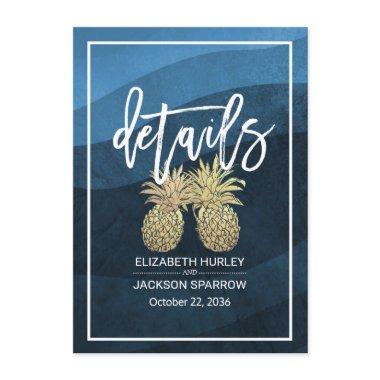 Wedding Details Information Gold Pineapple Couple Enclosure