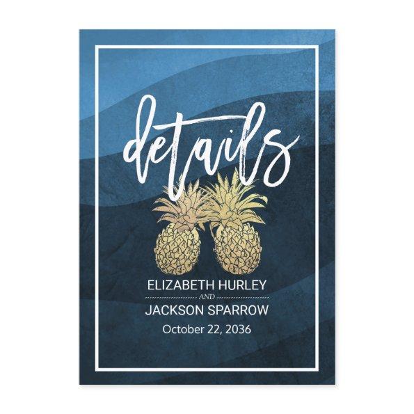 Wedding Details Information Gold Pineapple Couple Enclosure