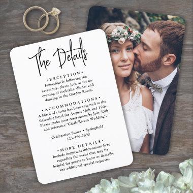 Wedding Details • Photo and Modern Trendy Script Enclosure Invitations