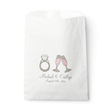 Wedding Diamond Ring Pink Champagne  Favor Bag