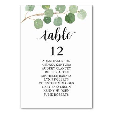 Wedding Dinner, Eucalyptus Guests Seating Chart Table Number