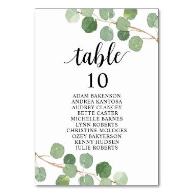 Wedding Dinner, Eucalyptus Guests Seating Chart Table Number
