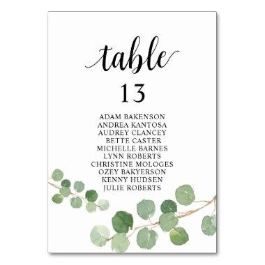 Wedding Dinner, Eucalyptus Guests Seating Chart Table Number