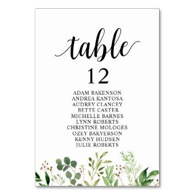 Wedding Dinner, Greenery Guests Seating Chart Table Number