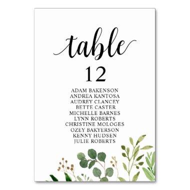 Wedding Dinner, Greenery Guests Seating Chart Table Number