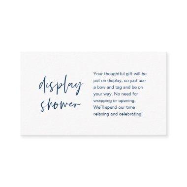 Wedding Display Shower, Modern Minimalist Navy Enclosure Invitations