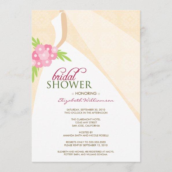Wedding Dress_2 Bridal Shower Invitations (peach)