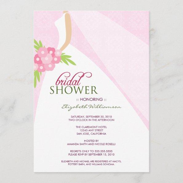 Wedding Dress_2 Bridal Shower Invitations (pink)