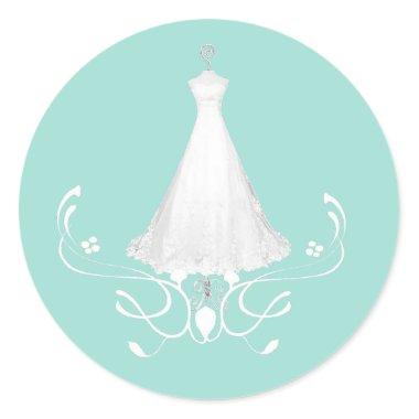 Wedding Dress aquamarine envelope sticker