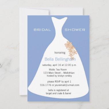 Wedding Dress Blue Bridal Shower Invitations