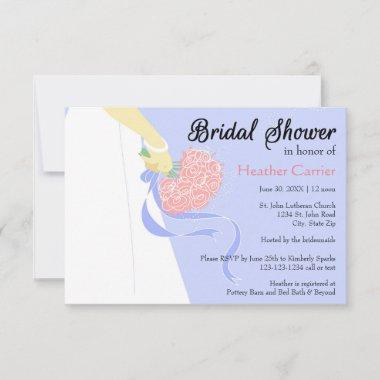 Wedding Dress & Bouquet - 3x5 Bridal Shower Invite