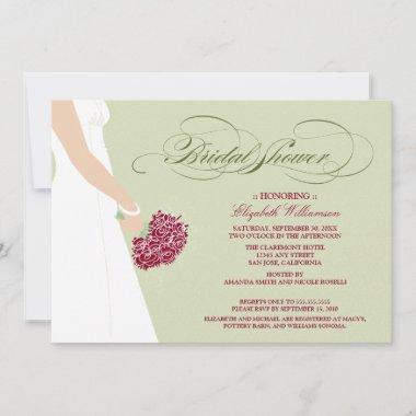 Wedding Dress Bridal Party Invitations (mint)
