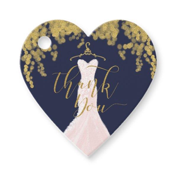 Wedding Dress  Gold Bokeh Light Navy Favor Tags