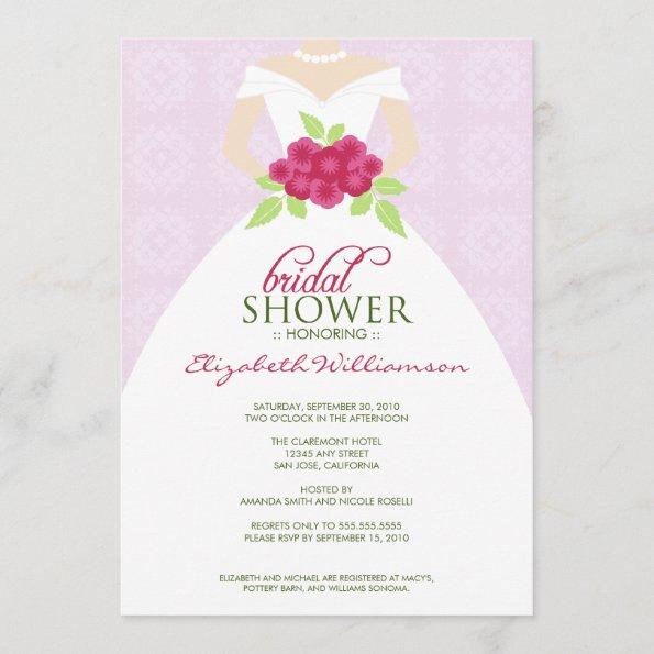 Wedding Dress Bridal Shower Invitations (lavender)