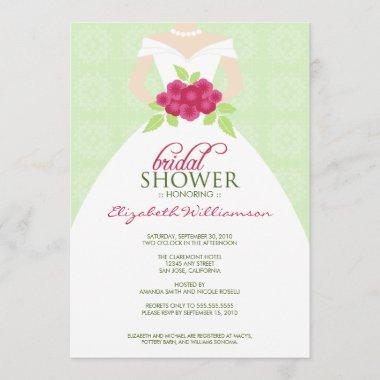 Wedding Dress Bridal Shower Invitations (mint)