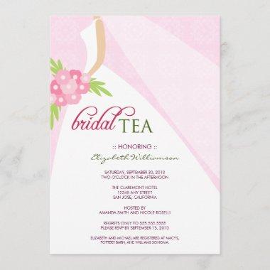 Wedding Dress Bridal Shower Tea Invitations (pink)